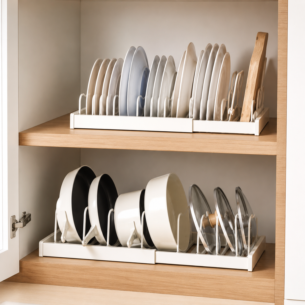 Expandable Pot & Pan Organizer for Kitchen Cabinets